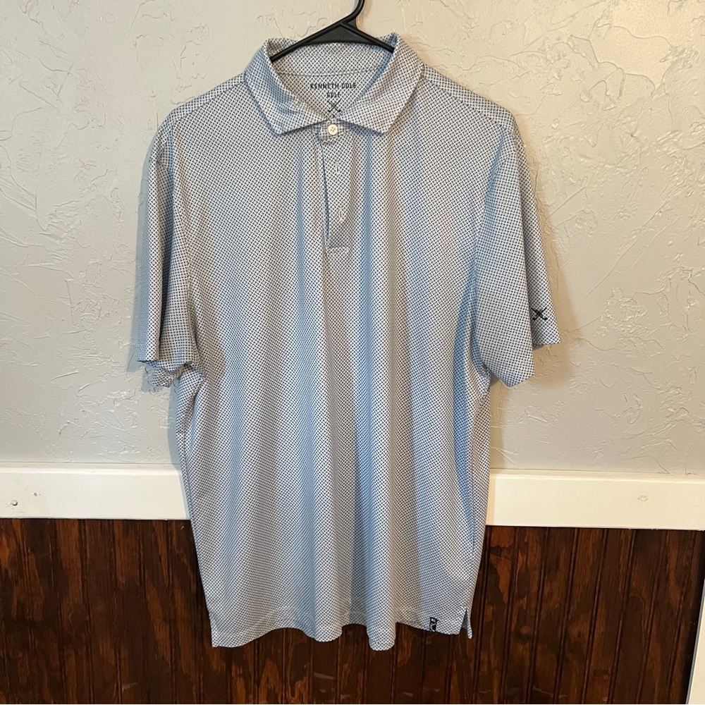 Kenneth Cole Light Blue Patterned Polo Shirt